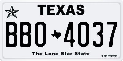 TX license plate BBO4037