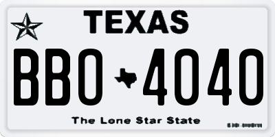 TX license plate BBO4040
