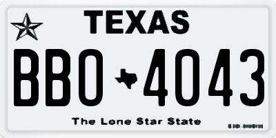 TX license plate BBO4043