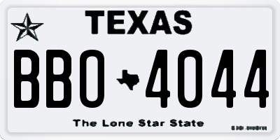 TX license plate BBO4044