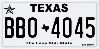 TX license plate BBO4045
