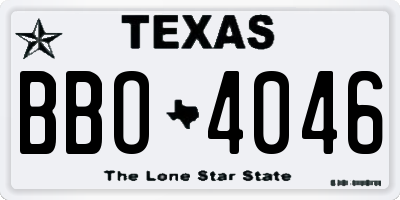 TX license plate BBO4046