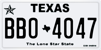 TX license plate BBO4047