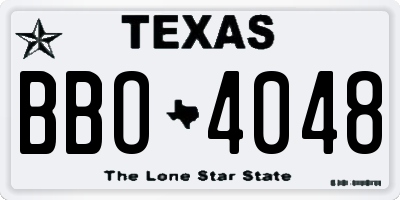TX license plate BBO4048