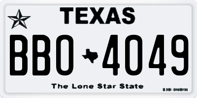 TX license plate BBO4049