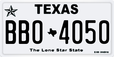 TX license plate BBO4050