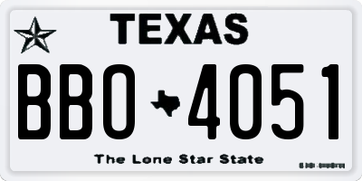 TX license plate BBO4051