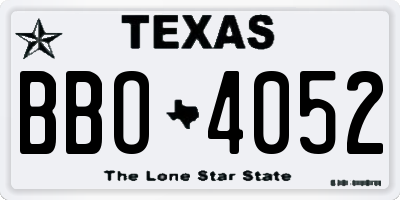 TX license plate BBO4052