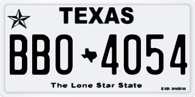 TX license plate BBO4054