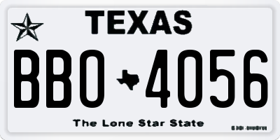 TX license plate BBO4056