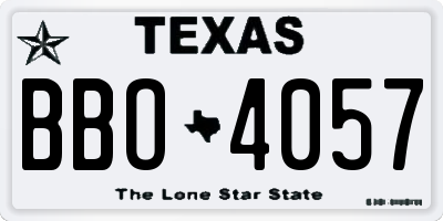 TX license plate BBO4057
