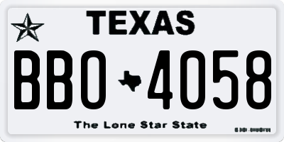 TX license plate BBO4058