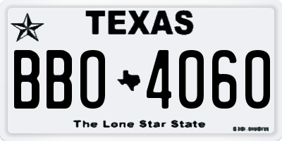 TX license plate BBO4060