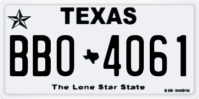 TX license plate BBO4061