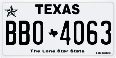 TX license plate BBO4063