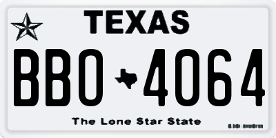 TX license plate BBO4064