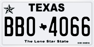 TX license plate BBO4066