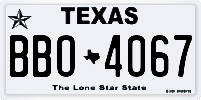 TX license plate BBO4067