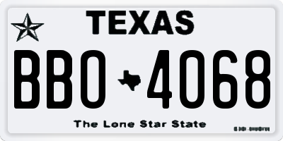 TX license plate BBO4068