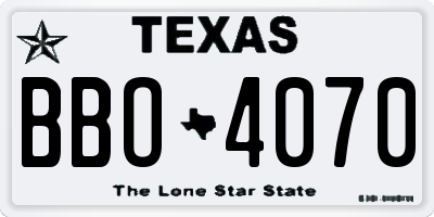 TX license plate BBO4070