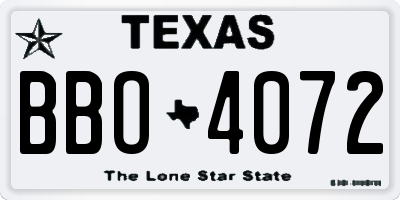 TX license plate BBO4072