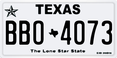 TX license plate BBO4073