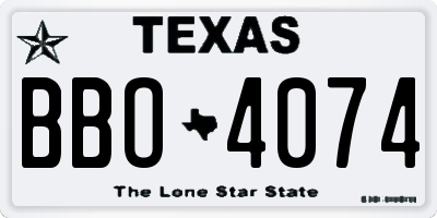 TX license plate BBO4074