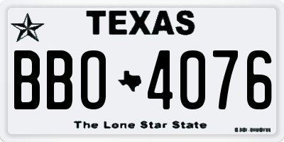 TX license plate BBO4076