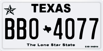 TX license plate BBO4077