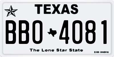 TX license plate BBO4081
