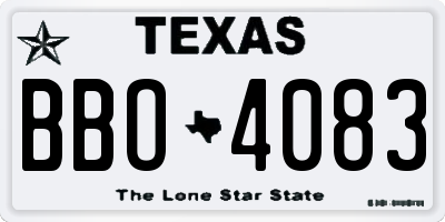 TX license plate BBO4083
