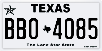TX license plate BBO4085