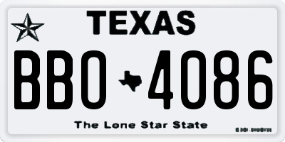 TX license plate BBO4086