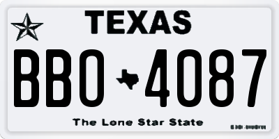TX license plate BBO4087