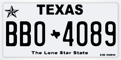TX license plate BBO4089