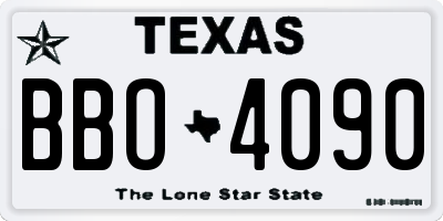 TX license plate BBO4090