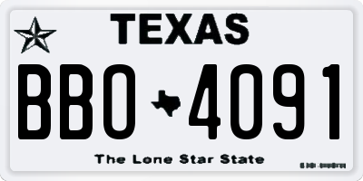 TX license plate BBO4091