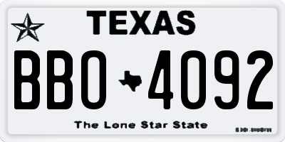 TX license plate BBO4092