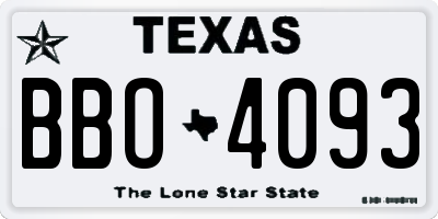 TX license plate BBO4093