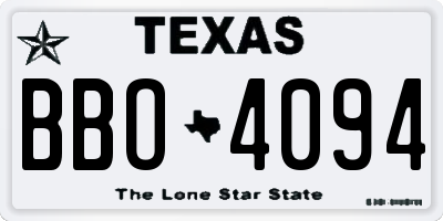 TX license plate BBO4094