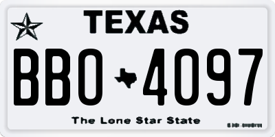 TX license plate BBO4097