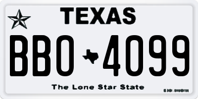 TX license plate BBO4099