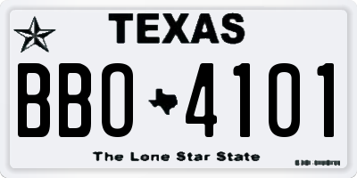 TX license plate BBO4101