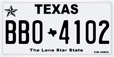 TX license plate BBO4102