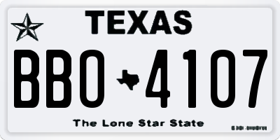TX license plate BBO4107