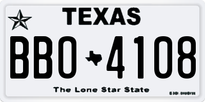 TX license plate BBO4108