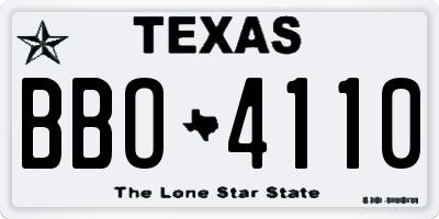 TX license plate BBO4110