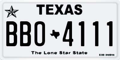 TX license plate BBO4111