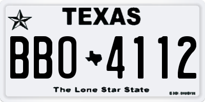 TX license plate BBO4112