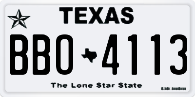 TX license plate BBO4113